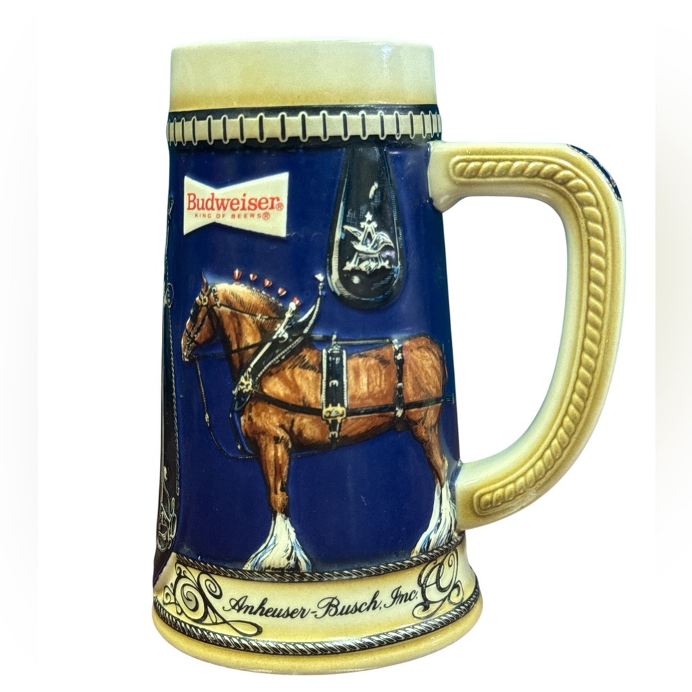 Vintage Budweiser Blue and Brown Beer Stein